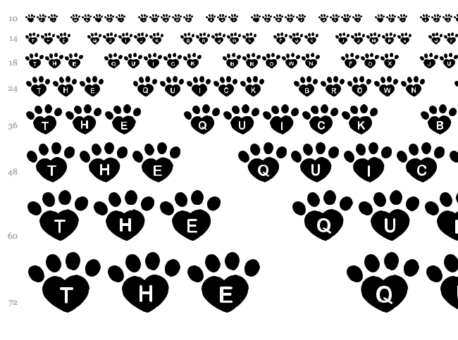 JLR Pawrty Hearty font waterfall
